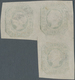 Portugal: 1855, Pedro 50r. Bluish Green, Used Block Of Three, Slight Imperfections. - Used Stamps