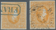 Rumänien: 1865, Cuza 2 Par. Orange, Two 4-margined Stamps On Laid Paper, One With Boxed FRANCO In Bl - Gebruikt