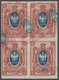 Russland: 1917, 15 K Brown Lilac/blue With Inverted Double Impresson, Slight Crease By The Pair Belo - Gebruikt