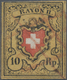 Schweiz: 1850 Rayon II 10 Rp. Schwarz/orangegelb/rot, Type 16 Vom Druckstein A1-U In Der Farbnuance - Andere & Zonder Classificatie