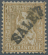 Schweiz: 1881 Sitzende Helvetia 1 Fr. Golden Auf FASERPAPIER, Gebraucht In St. Gallen Und Sauber Ent - Sonstige & Ohne Zuordnung