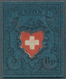 Schweiz: 1850, Rayon I, 5 Rappen Type 37 In Der SELTENEN FARBE „TIEFDUNKELBLAU“ Und Mit „MARMORIERTE - Other & Unclassified