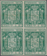 Spanien: 1854, 5r. Green, Proof Block Of Four On Ungummed Paper With Faint Annulment Marks, Signed R - Gebruikt