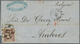 Spanien: 1866, 19 Cuartos Brown Tied "43" To Entire Folded Letter From "SATANDER 21 JUN 66" To Antwe - Used Stamps