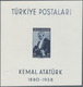 Türkei: 1940, Death Anniversary Of Kemal Ataturk, Souvenir Sheet IMPERFORATE, Size 103:107 Mm, Unmou - Sonstige & Ohne Zuordnung