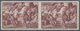Vatikan: 1951, Council Of Chalcedon, 25l. Red-brown, Horizontal Pair Showing Variety "imperforate In - Ongebruikt