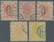 China: 1878/83, Large Dragon 3 Ca. (3, One Part Scissor Cut) Resp. 5 Ca. (2) All Used By Blue Or Bla - 1912-1949 Republic