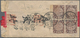 China: 1898, Coiling Dragon 1/2 C., A Block Of Four With Interpanneau Selvadge At Left Canc. Two Str - 1912-1949 República