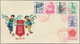 Delcampe - China - Volksrepublik: 1959, 7 First Day Covers Of C62, C63, C65, C66, S33, S35, Bearing The 6 Full - Cartas & Documentos