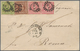 Bayern - Marken Und Briefe: 1850, Ziffern 9 Kr. Gelbgrün, Type II , Paar 1 Kr. Rosa + 6 Kr. Rötlichb - Sonstige & Ohne Zuordnung