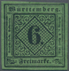 Württemberg - Marken Und Briefe: 1851, Ziffern 6 Kr. Schwarz Auf Blaugrün In Type III Ungebraucht Mi - Altri & Non Classificati