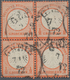 Deutsches Reich - Brustschild: 1872, Kleiner Schild ½ Gr Rotorange Im Viererblock Mit K1 "GREIZ 7 2 - Storia Postale