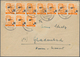 Saarland (1947/56): 1948, 60 C. Auf 3 Pfg. Orange, Ein 4er- Und Zwei 3er-Streifen Als Portogerechte - Brieven En Documenten