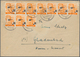 Saarland (1947/56): 1948, 60 C. Auf 3 Pfg. Orange, Ein 4er- Und Zwei 3er-Streifen Als Portogerechte - Storia Postale