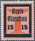 Deutsche Lokalausgaben Ab 1945: GLAUCHAU: 1945, Partei-Dienstmarke Mit Aufdruck 15 (Pf.) Auf 8 (Pf.) - Andere & Zonder Classificatie