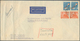 Berlin: 1949: Langumschlag Als TOURISTENLUFTPOST EUROPA 55 Pf. Mit 2 X 20 Pf. Rotaufdruck Und 2 X 8 - Brieven En Documenten