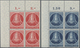 Berlin: 1951, Glocke (II) Als Fünf Ungefaltete Postfrische Luxus-Eckrand-Viererblocks Aus Der Linken - Storia Postale