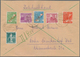 Berlin - Postschnelldienst: 8, 10 U. 20 Pf. Rotaufdruck Mit 16 Pf. Stephan Sowie 6 U. 40 Pf. Bauten - Storia Postale