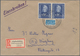 Bundesrepublik Deutschland: 1950, 30 Pfg. Wohlfahrt Im Waagerechten Paar Als Portogerechte Mehrfachf - Storia Postale