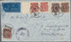 China: 1907/1949, Group Of Five Covers/cards To Austria, Three Censored Airmail Covers, One Register - 1912-1949 Republic