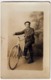 VECCHIA FOTOGRAFIA - OLD PHOTO - CICLISTA CON BICICLETTA - Vedi Retro - Personnes Anonymes