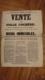 AFFICHE VENTE FOLLE ENCHERE SAUVIAT PUY DE DOME 1861 BIENS IMMEUBLES DE JEAN FONTLUPT DANTON CULTIVATEUR LA GARDELLE - Posters