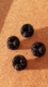 4 ANCIENS BOUTONS NOIRS EN VERRE 1.8 Cm - Buttons