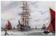 ARTIST CARD : BELOW GRAVESEND - FRENCH NAVY SAILING BOAT / ADDRESS - SWANSEA, PORT EYNON, SOWER HOUSE (WOOD) - Other & Unclassified