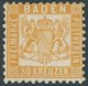 BADEN 22b **, 1862, 20 Kr. Dunkelgelblichorange, Postfrisch, Pracht, Kurzbefund Stegmüller, Mi. 100.- - Other & Unclassified