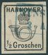 HANNOVER 17y O, 1860, 1/2 Gr. Schwarz, Blauer R2 WUNSTORF, Pracht, Fotobefund Berger, Mi. 250.- - Hanovre