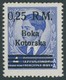 KOTOR 9IPF VI **, 1944, 0.25 M. Auf 4 D. Boka Kotorska, Type I, Mit Aufdruckfehler Linker Diagonalstrich Des M Von R.M.  - Occupation 1938-45