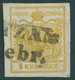 ÖSTERREICH BIS 1867 1Xd O, 1850, 1 Kr. Kadmiumgelb, Handpapier, Type III, L2 (ROKIT)ZAN, Breitrandig, Pracht, Fotobefund - Usados