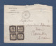 FRANCE TAXE 3B BLOC DE 4 SUR LETTRE + CONVOYEUR STATION VERSAILLE RARE - 1859-1959 Briefe & Dokumente