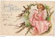 N°12450 - Carte à Paillettes - Clapsaddle - Fröhliche Pfingsten - Fillette Dans Un Arbre Avec Des Oiseaux - Pentecôte