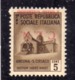 CLN PONTE CHIASSO COMITATO DI LIBERAZIONE NAZIONALE REPUBBLICA SOCIALE 1945 VARIETÀ SOPRASTAMPA CAPOVOLTA CENT. 5c MNH - National Liberation Committee (CLN)