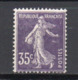 - FRANCE N° 142 Neuf ** MNH - 35 C. Violet Semeuse Camée 1907, Type I - Cote 20 EUR - - 1906-38 Semeuse Camée