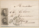 BELGIUM 1851 ISSUE COVER PAIR FOLDED FROM HERVE 22.06.1858 TO HUY - 1851-1857 Medallions (6/8)