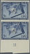 1953, 5 C. UPU Im Senkr. Ungezähnten Unterrand-Paar Mit Platten-Nr.1B, Gummiseitig übl. Roter Security-Fingerabdruck - Andere & Zonder Classificatie