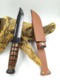 MAGNIFIQUE POIGNARD TYPE Camillus LAME NOIRE MANCHE CUIR ETUI CUIR - Knives/Swords