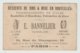 Carte De Visite Publicitaire Tonnelier E. BANNELIER 75 Paris Rue De Mazagran - Format 10,5x6,5 Cm - Cartes De Visite