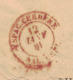 1881 - CACHET ROUGE (D'ENTRÉE) " ESPAGNE CERBERE / NARBONNE " Sur LETTRE SAGE De PERPIGNAN ENTETE CHEMIN DE FER DU MIDI - 1877-1920: Période Semi Moderne