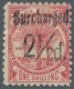 Samoa: 1898, 2 1/2d On 1s Light Carmine, DOUBLE Black Overprint, Fine Mint Orig.g. With Hinge Remnan - Samoa