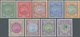 Antigua: 1908/1913, Definitives "Coat Of Arms/KGV", ½d.-5s., Set Of Nine Values, Mint Original Gum P - Antigua And Barbuda (1981-...)