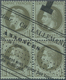 Frankreich: 1870, Napoleon Laure 1c. Olive On Bluish, Block Of Four With Newspaper Cancellation, Som - Gebraucht