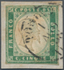 Italien - Altitalienische Staaten: Sardinien: 1855, 5c. Pea Green, Fresh Colour, Cut Into To Close M - Sardinien