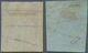 Italien - Altitalienische Staaten: Toscana: 1851, 1 Qu Black On Blue Paper, On Three Sides Full Marg - Toskana