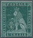 Italien - Altitalienische Staaten: Toscana: 1851: 4 Crazie Blue Green On Gray Paper, Mint With Origi - Tuscany