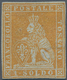 Italien - Altitalienische Staaten: Toscana: 1853, 1 Soldi Yellow On Grey Paper, Mint Little Hinged, - Toskana