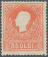 Österreich - Lombardei Und Venetien: 1859, 5 Soldi Rot Ungebraucht Ohne Gummi (Sass. 1.125.-) ÷ 1859 - Lombardy-Venetia