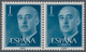 Spanien: 1955, Definitives "General Franco", 1pts. Blue, Colour Essay, Horizontal Pair, Unmounted Mi - Other & Unclassified